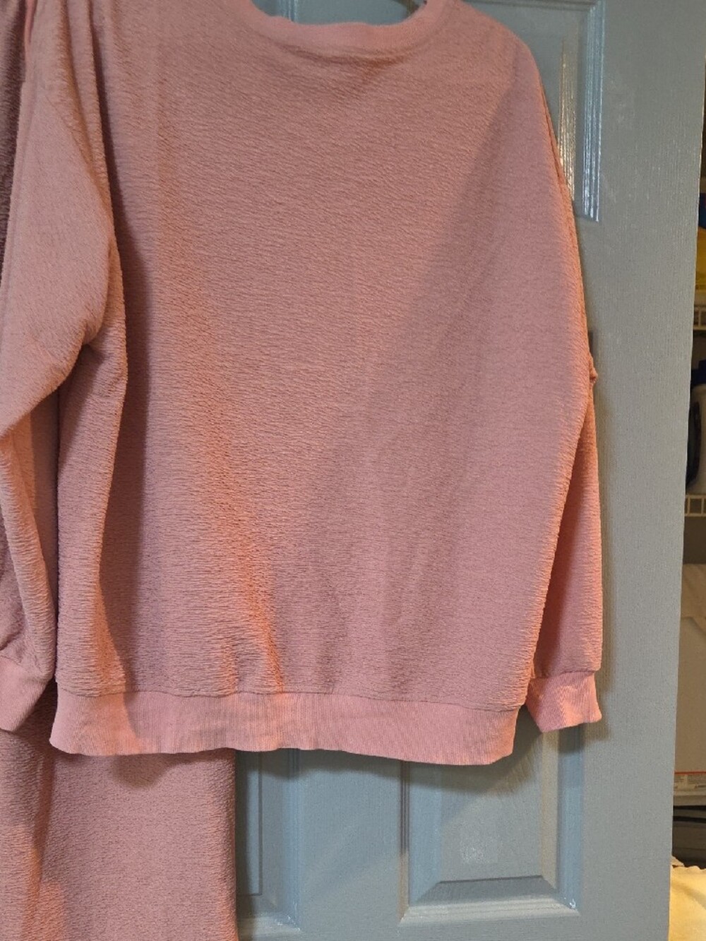 Ribbed knit loungewear set, two-piece matching top and wide-leg pants - Picture 4 of 5